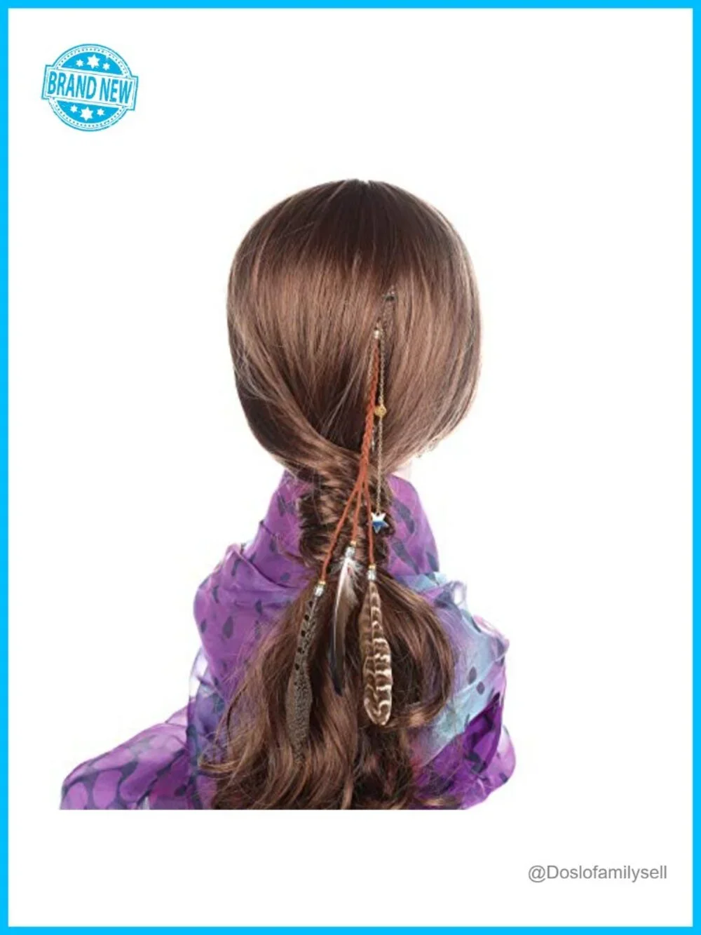 Bohemian Feather Hair Extension with Wooden Beads and Peacock Feathers,
